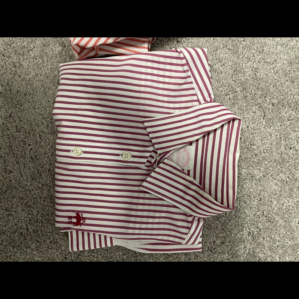 2 Brooks Brothers Women Pink Purple Strip Long Sleeve Button-Down Shirts Size 2